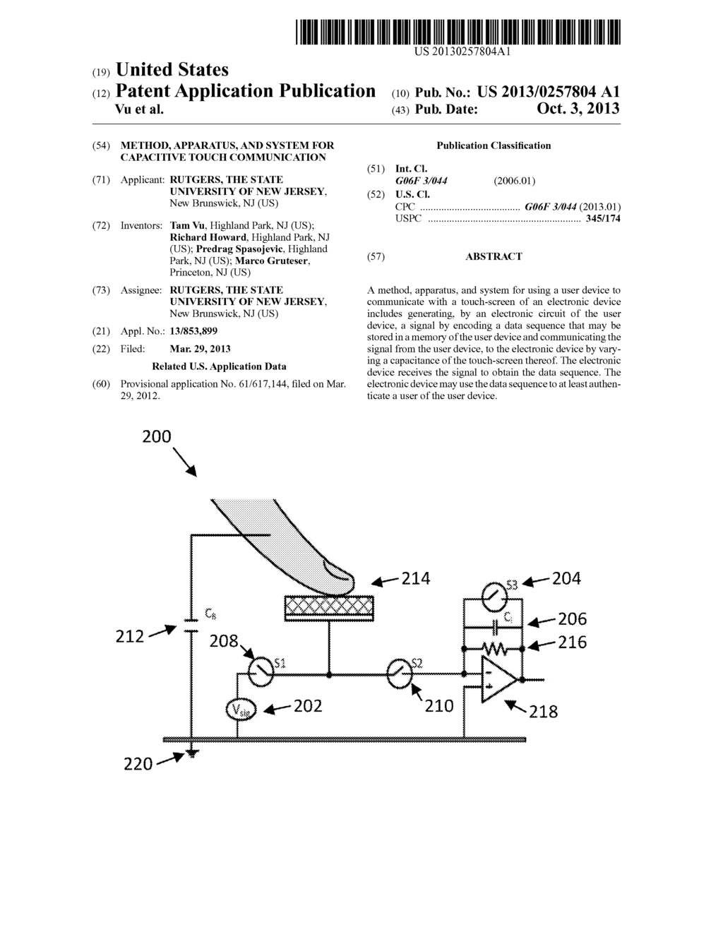 Method, apparatus, and system for capacitive touch communication - diagram, schematic, and image 01