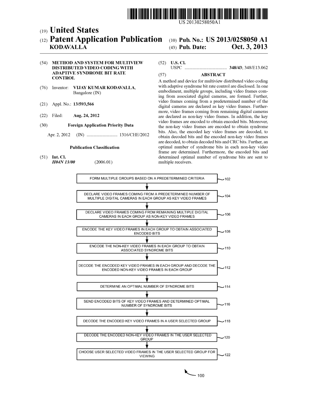 METHOD AND SYSTEM FOR MULTIVIEW DISTRIBUTED VIDEO CODING WITH ADAPTIVE     SYNDROME BIT RATE CONTROL - diagram, schematic, and image 01