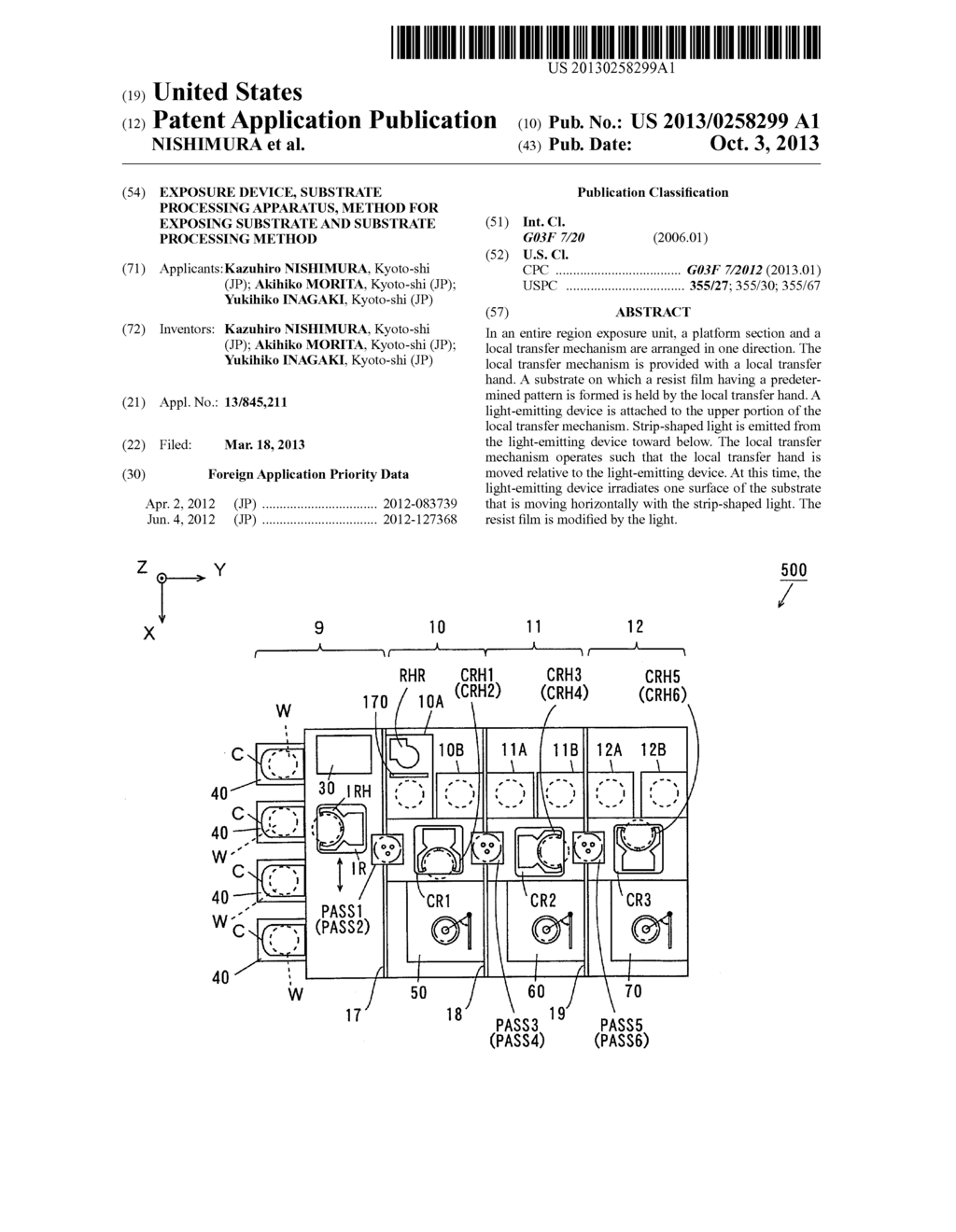 EXPOSURE DEVICE, SUBSTRATE PROCESSING APPARATUS, METHOD FOR EXPOSING     SUBSTRATE AND SUBSTRATE PROCESSING METHOD - diagram, schematic, and image 01