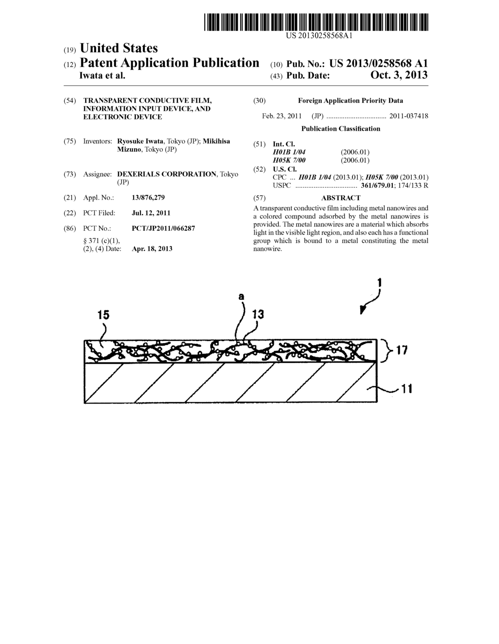 TRANSPARENT CONDUCTIVE FILM, INFORMATION INPUT DEVICE, AND ELECTRONIC     DEVICE - diagram, schematic, and image 01