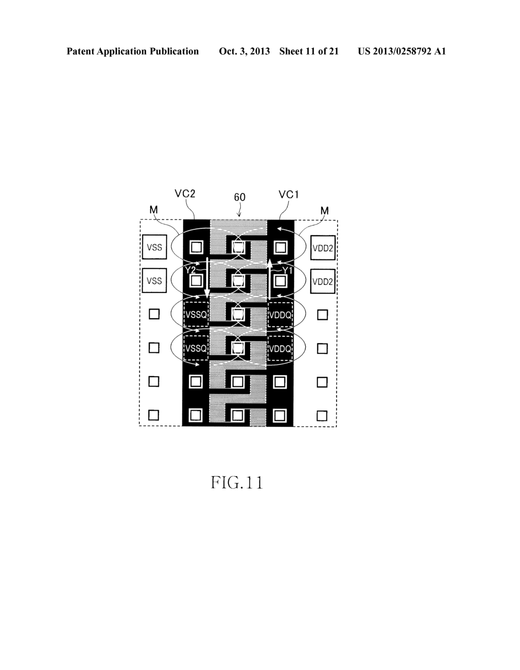 SEMICONDUCTOR DEVICE HAVING COMPENSATION CAPACITOR TO STABILIZE POWER     SUPPLY VOLTAGE - diagram, schematic, and image 12