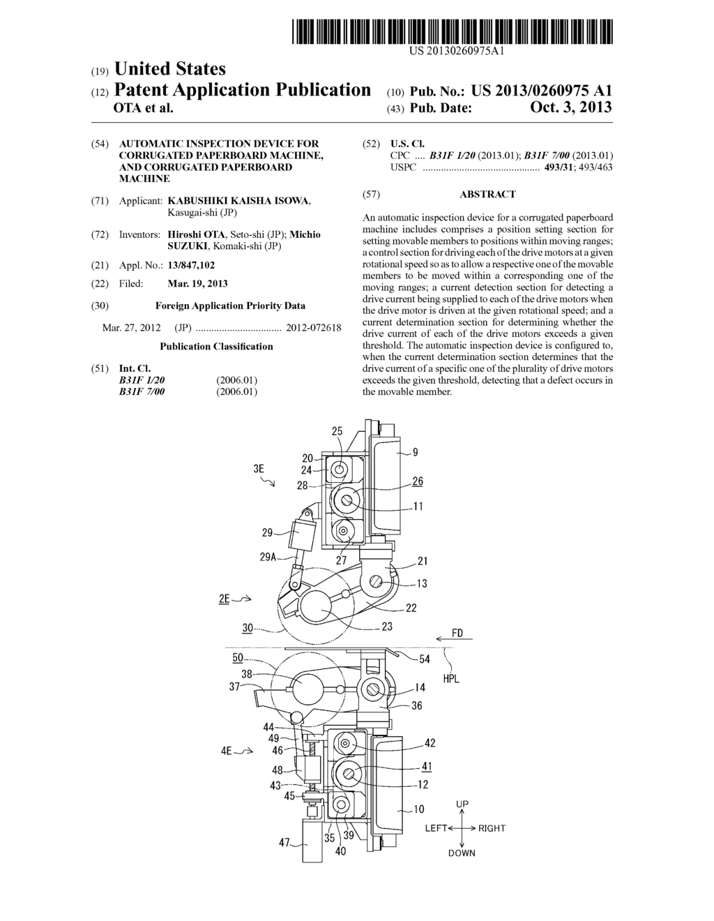 AUTOMATIC INSPECTION DEVICE FOR CORRUGATED PAPERBOARD MACHINE, AND     CORRUGATED PAPERBOARD MACHINE - diagram, schematic, and image 01