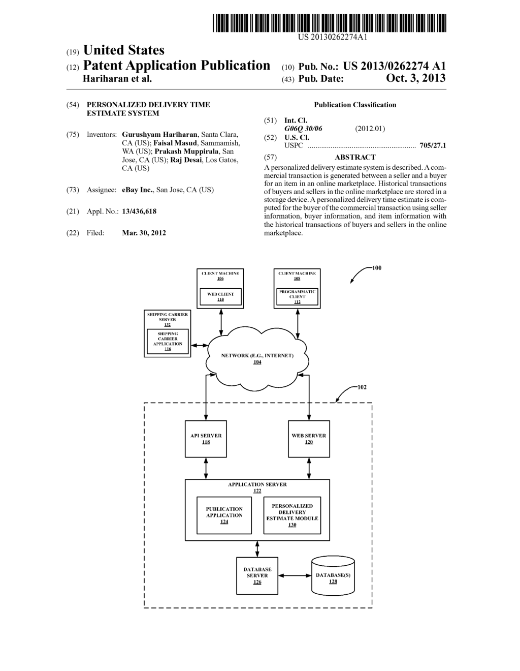 PERSONALIZED DELIVERY TIME ESTIMATE SYSTEM - diagram, schematic, and image 01