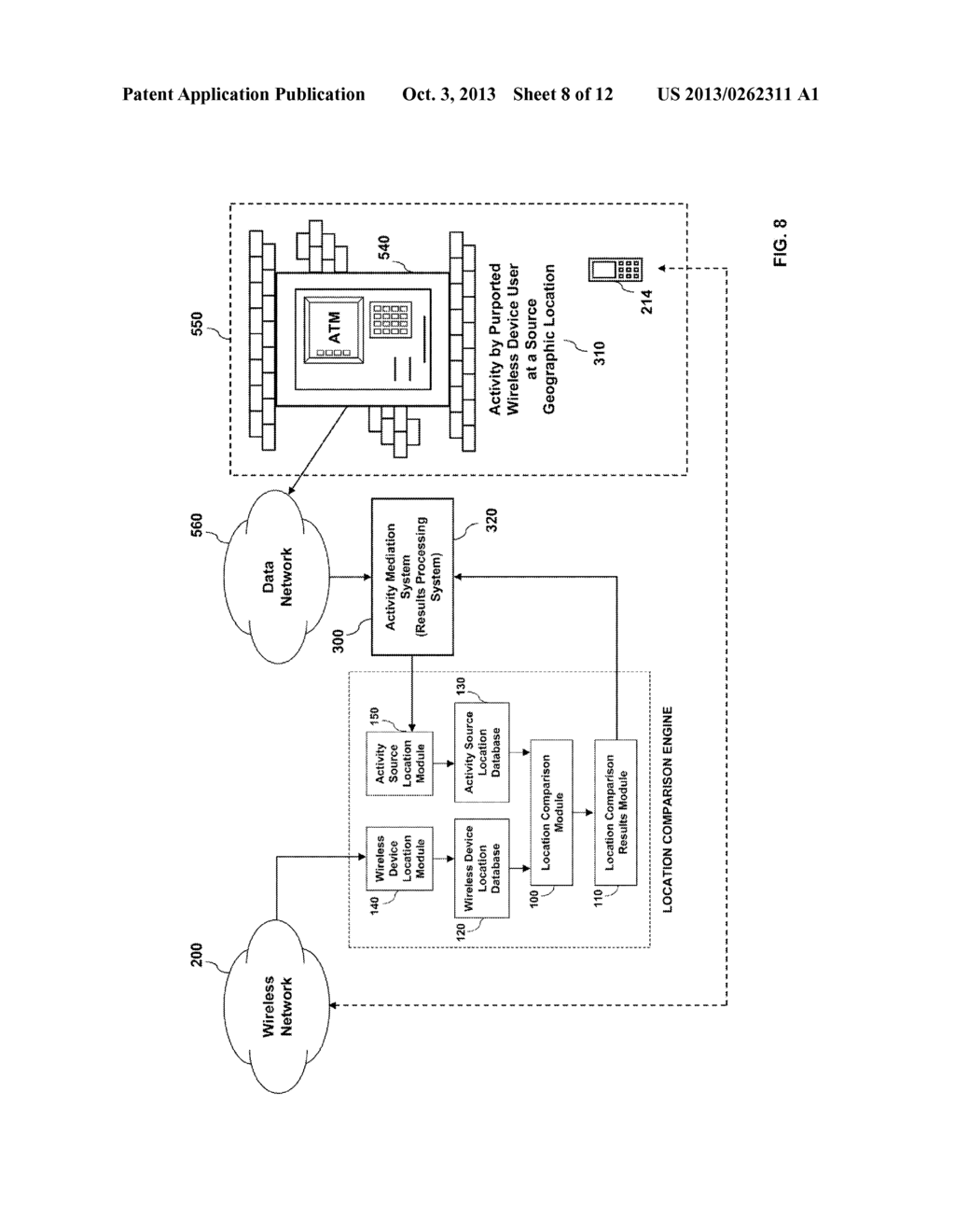 SYSTEM AND METHOD FOR AUTOMATED ANALYSIS COMPARING A WIRELESS DEVICE     LOCATION WITH ANOTHER GEOGRAPHIC LOCATION - diagram, schematic, and image 09