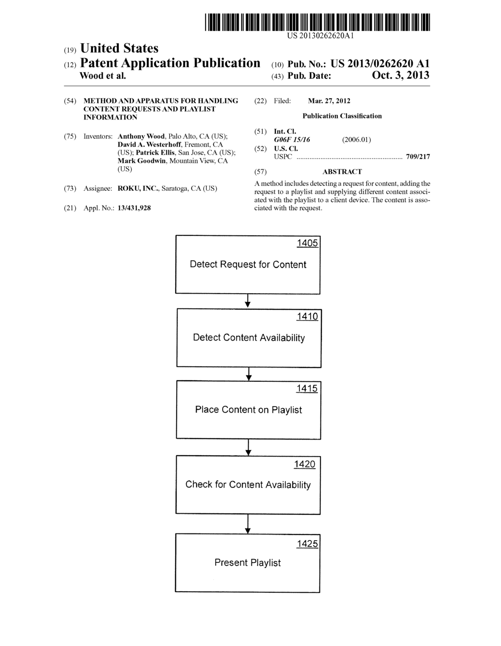 Method and Apparatus for Handling Content Requests and Playlist     Information - diagram, schematic, and image 01