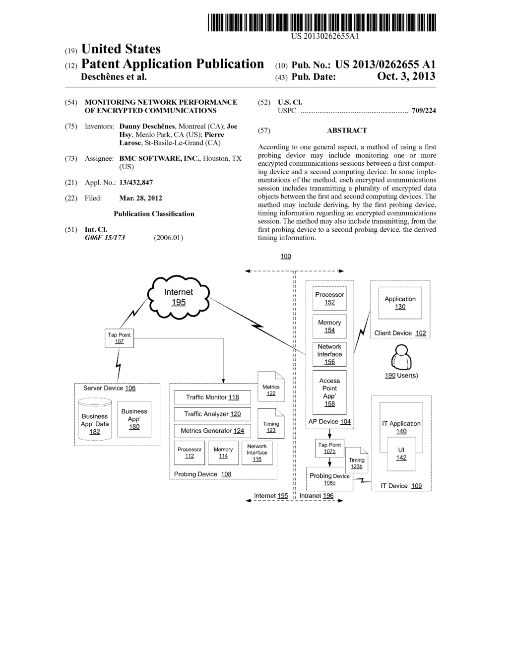 MONITORING NETWORK PERFORMANCE OF ENCRYPTED COMMUNICATIONS - diagram, schematic, and image 01