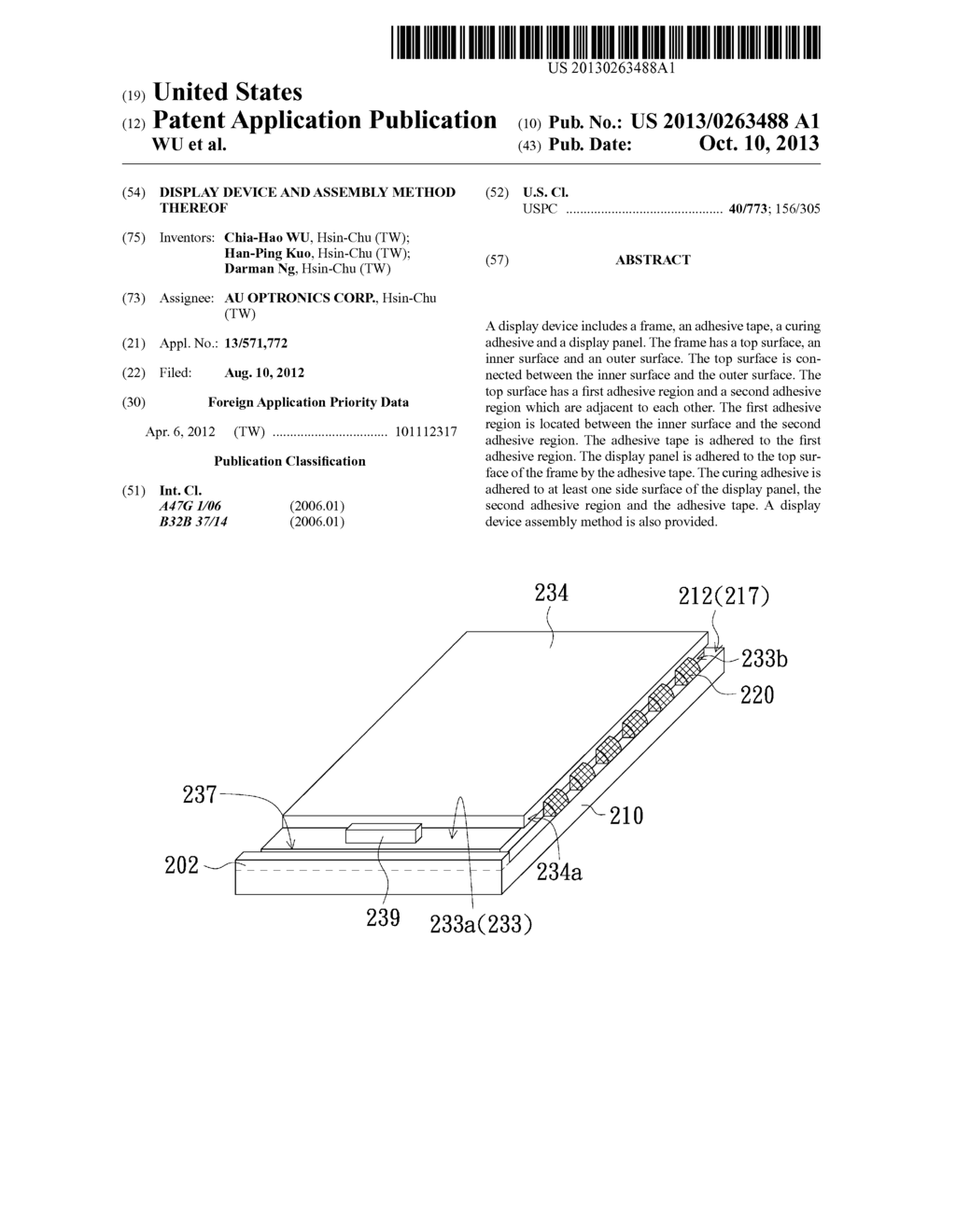 DISPLAY DEVICE AND ASSEMBLY METHOD THEREOF - diagram, schematic, and image 01