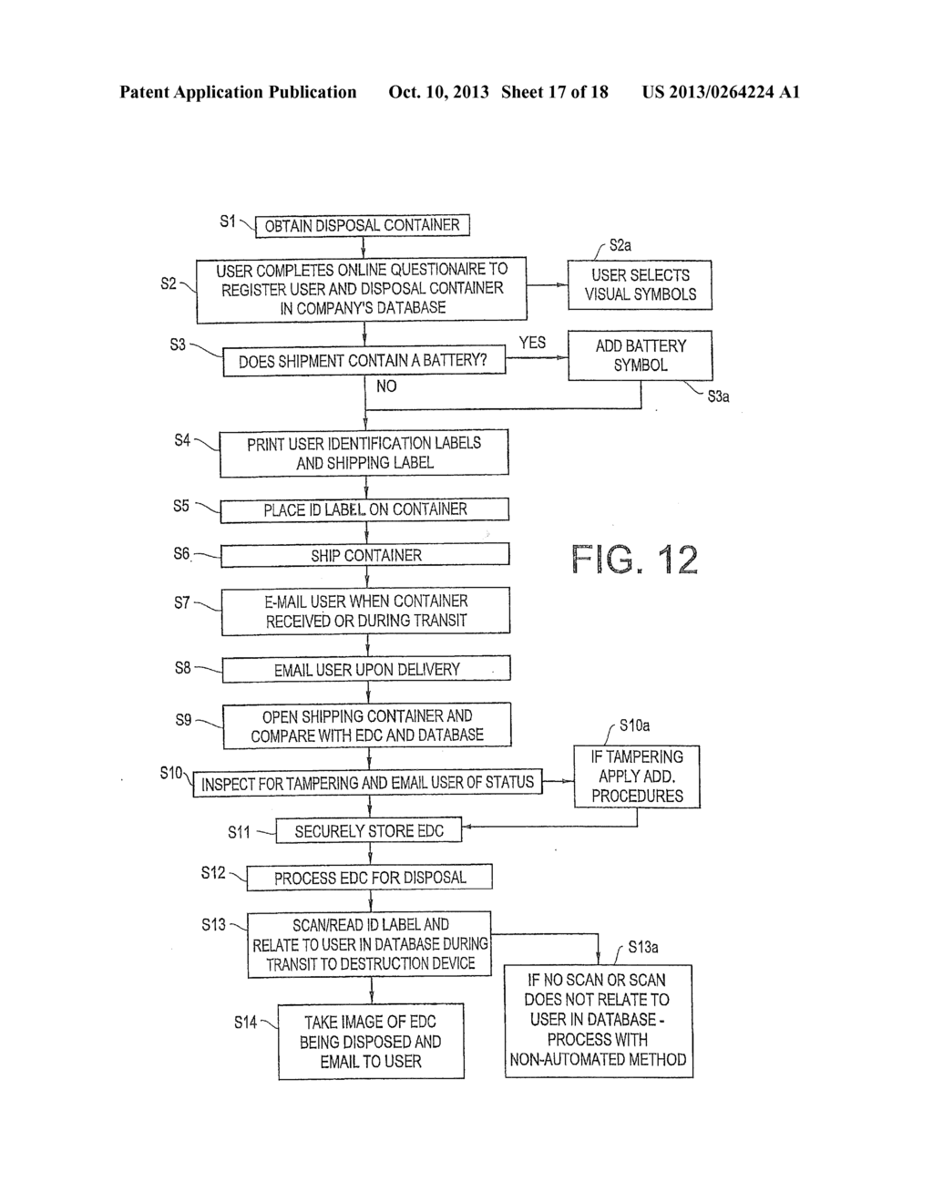 METHOD AND DEVICE FOR SECURE DISPOSAL OF AN ARTICLE - diagram, schematic, and image 18