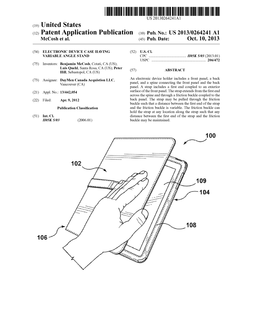 ELECTRONIC DEVICE CASE HAVING VARIABLE ANGLE STAND - diagram, schematic, and image 01