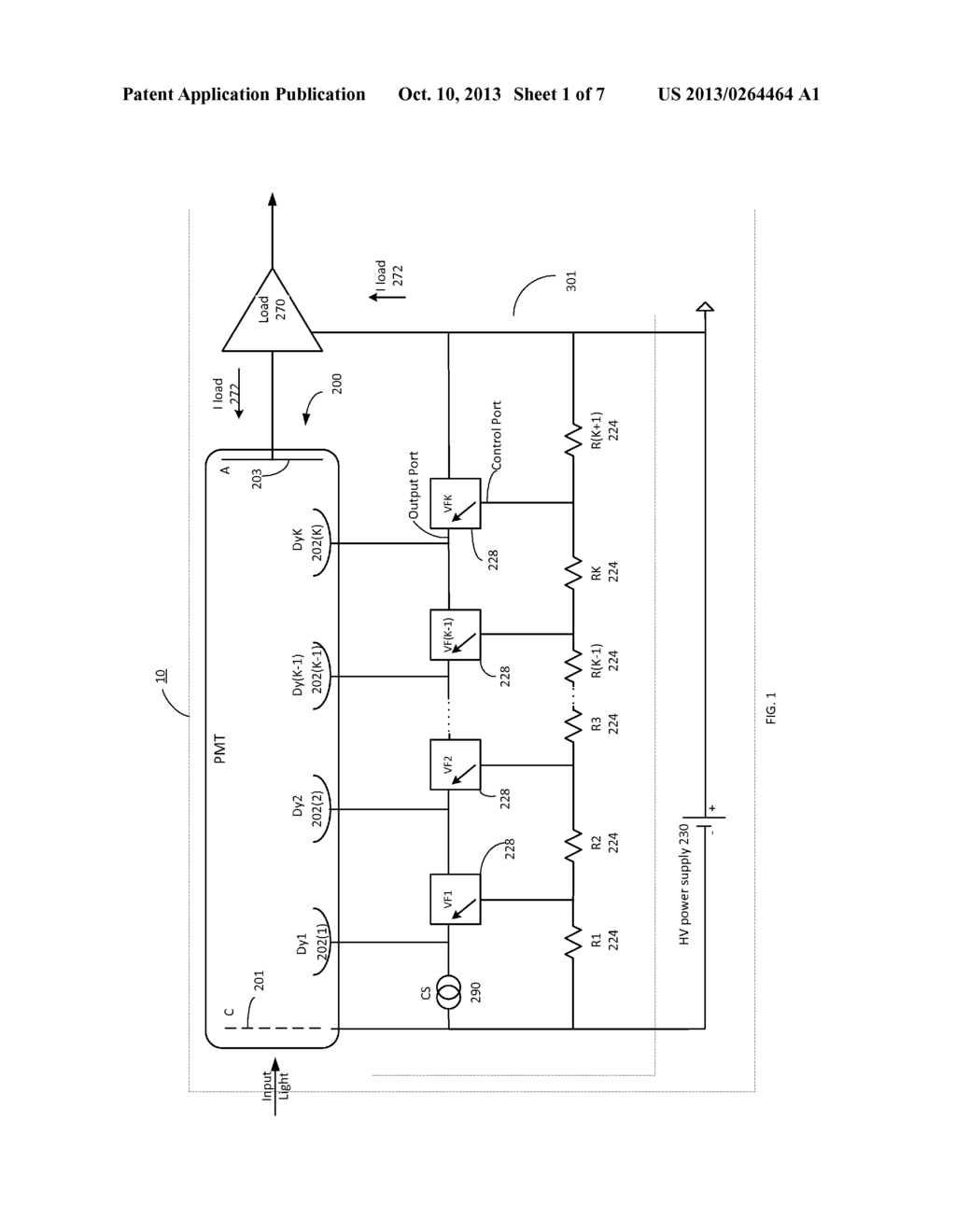 PHOTO-DETECTOR DEVICE AND A METHOD FOR BIASING A PHOTOMULTIPLIER TUBE - diagram, schematic, and image 02