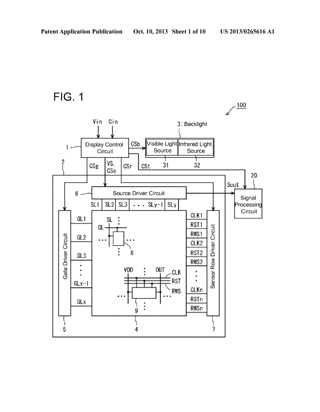 DISPLAY DEVICE WITH OPTICAL SENSOR INCLUDED AND IMAGE READING METHOD     EMPLOYING SAME - diagram, schematic, and image 02