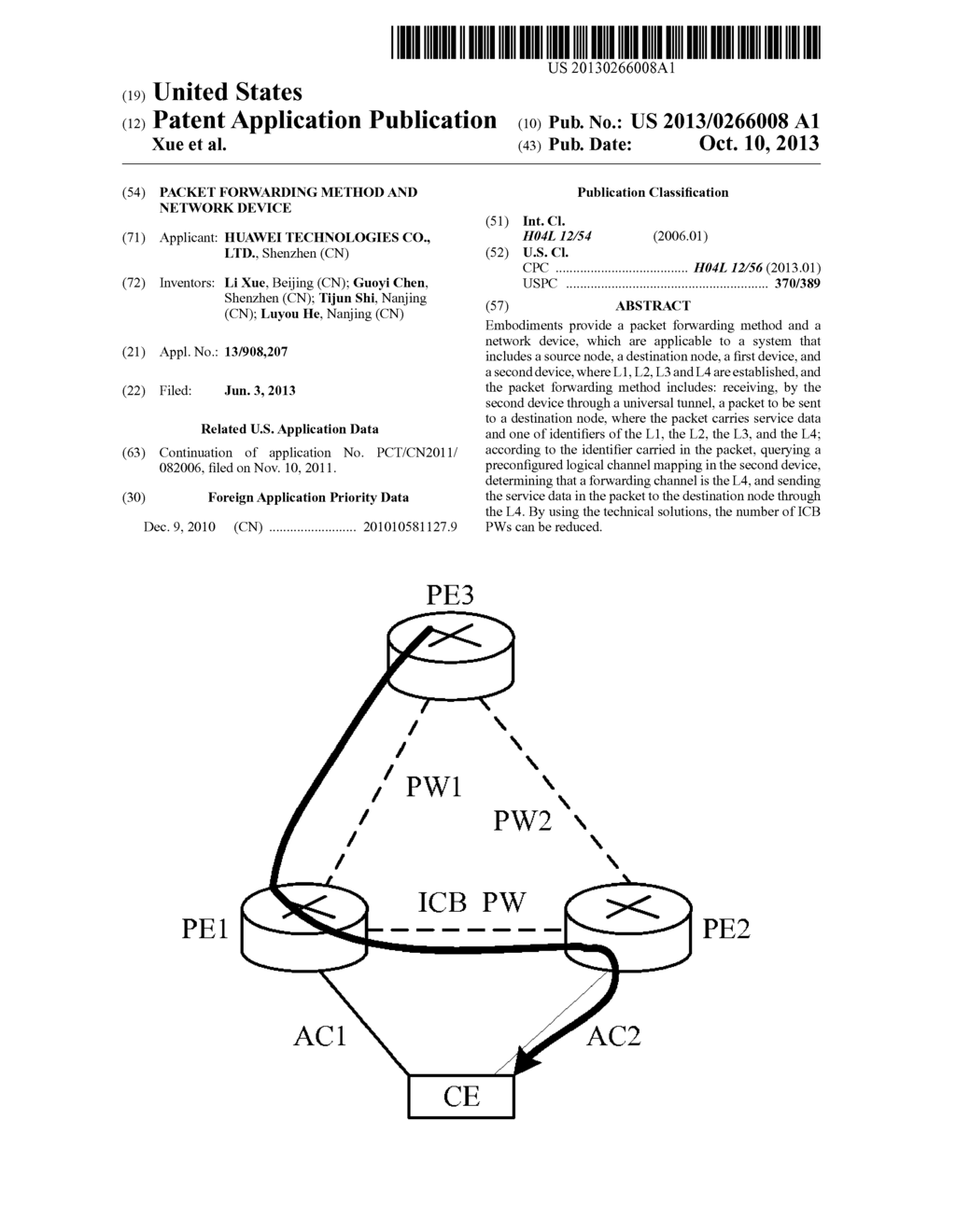 PACKET FORWARDING METHOD AND NETWORK DEVICE - diagram, schematic, and image 01