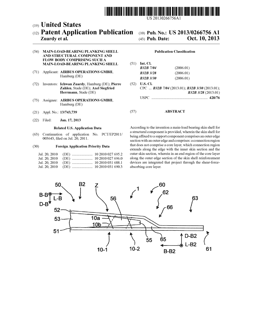 MAIN-LOAD-BEARING PLANKING SHELL AND STRUCTURAL COMPONENT AND FLOW BODY     COMPRISING SUCH A MAIN-LOAD-BEARING PLANKING SHELL - diagram, schematic, and image 01