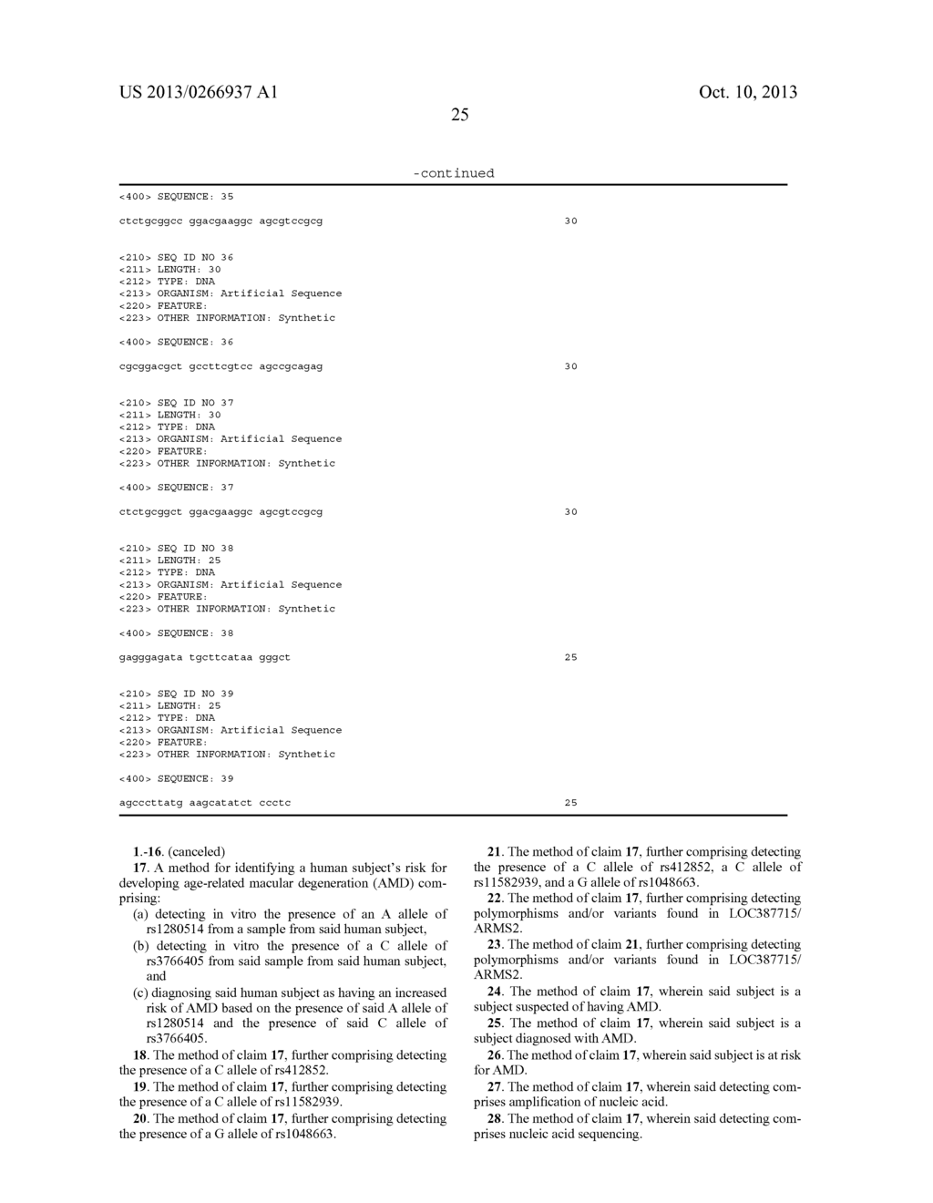 COMPOSITIONS AND METHODS FOR DIAGNOSING AND TREATING MACULAR DEGENERATION - diagram, schematic, and image 50