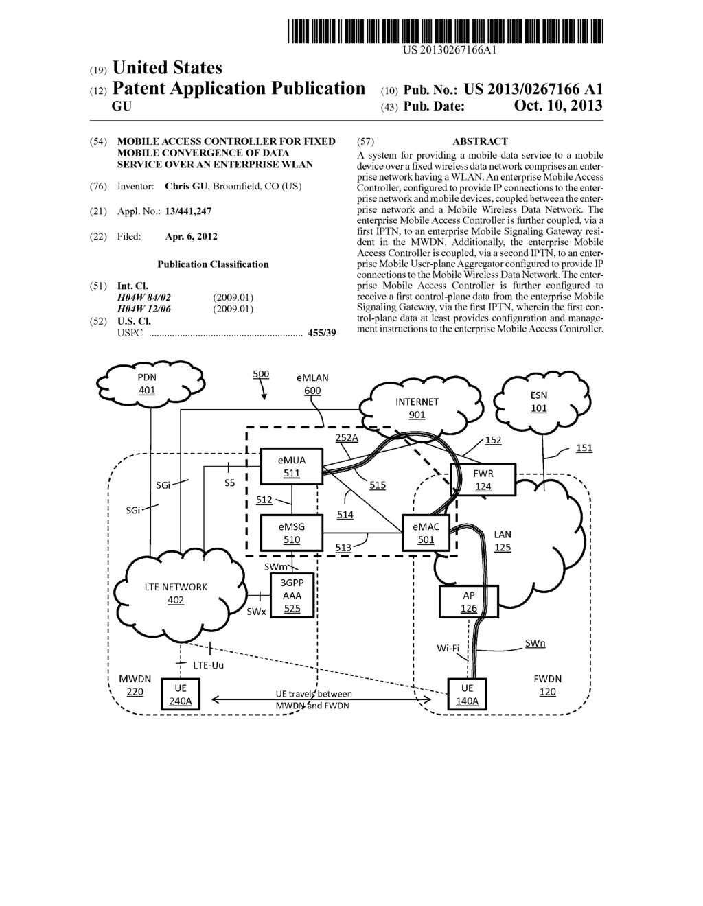 MOBILE ACCESS CONTROLLER FOR FIXED MOBILE CONVERGENCE OF DATA SERVICE OVER     AN ENTERPRISE WLAN - diagram, schematic, and image 01