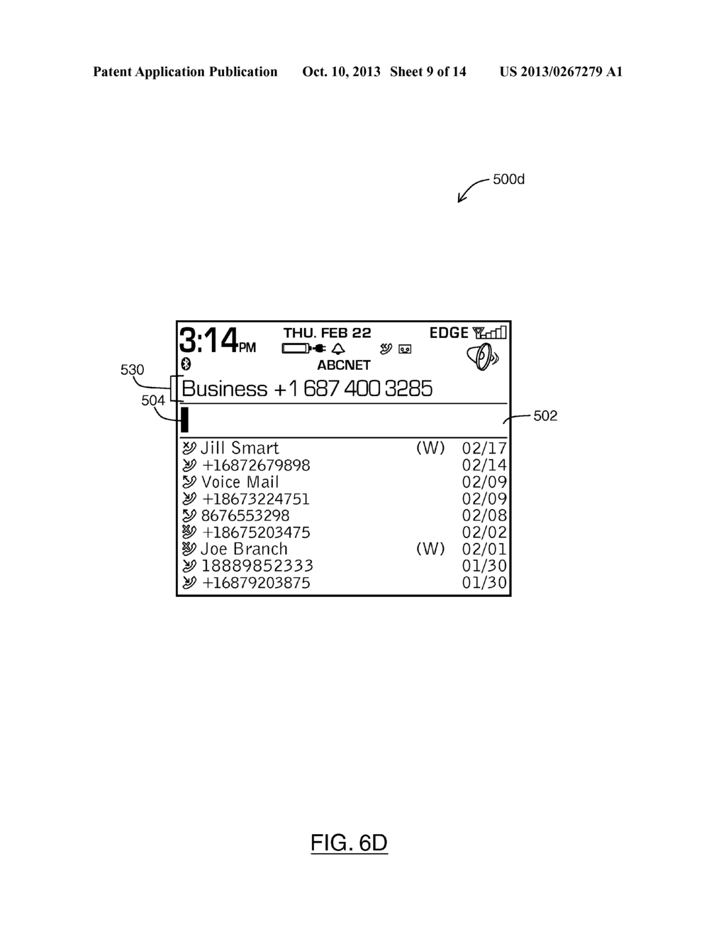 SYSTEM AND METHOD FOR PROVIDING CALLING FEATURE ICONS IN A USER INTERFACE     THAT FACILITATES USER SELECTION OF A COMMUNICATION LINE FOR AN OUTGOING     CALL ON A MOBILE DEVICE - diagram, schematic, and image 10