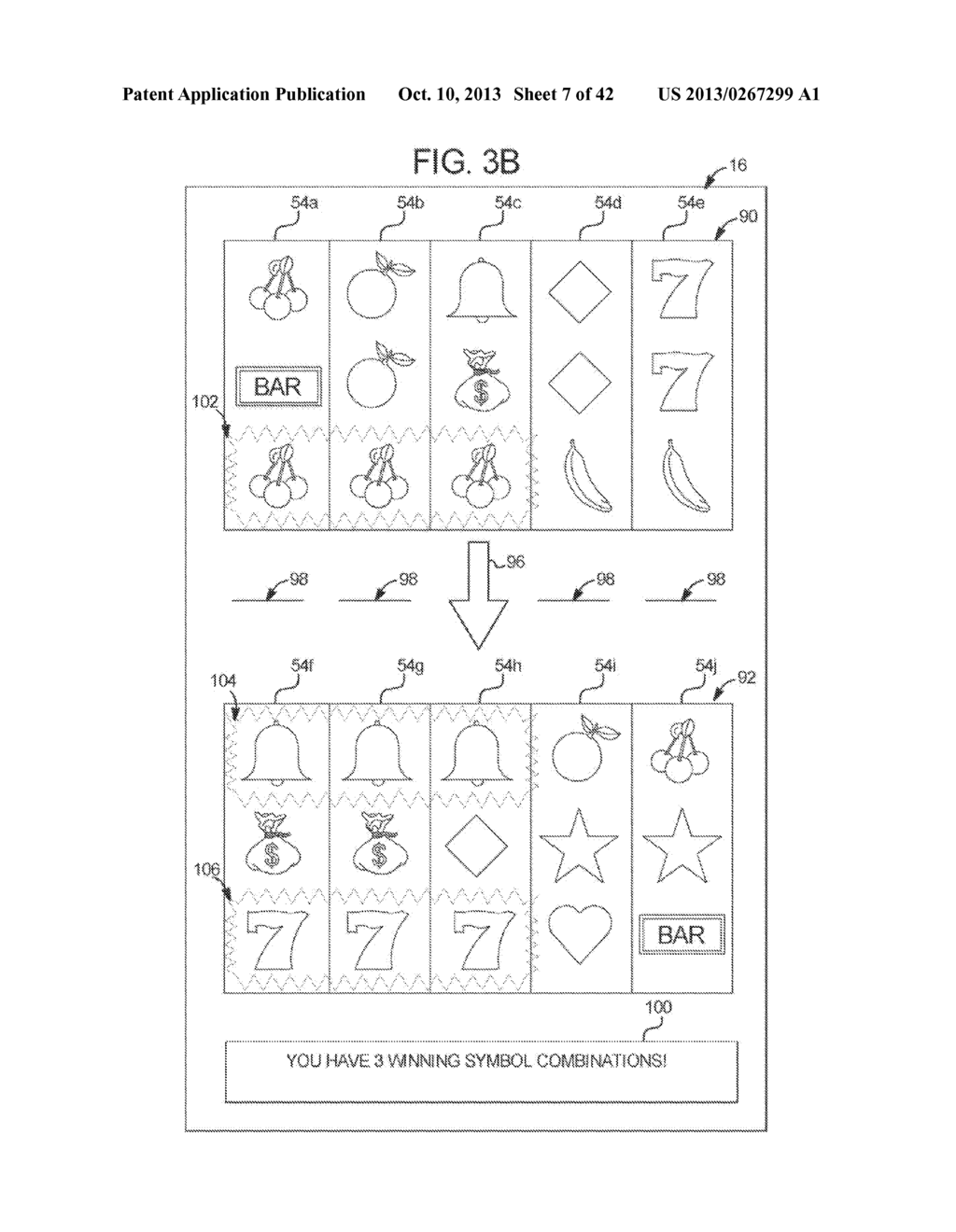 GAMING SYSTEM, GAMING DEVICE, AND GAMING METHOD FOR SHIFTING SYMBOLS FROM     A STAGING AREA TO A SYMBOL MATRIX - diagram, schematic, and image 08