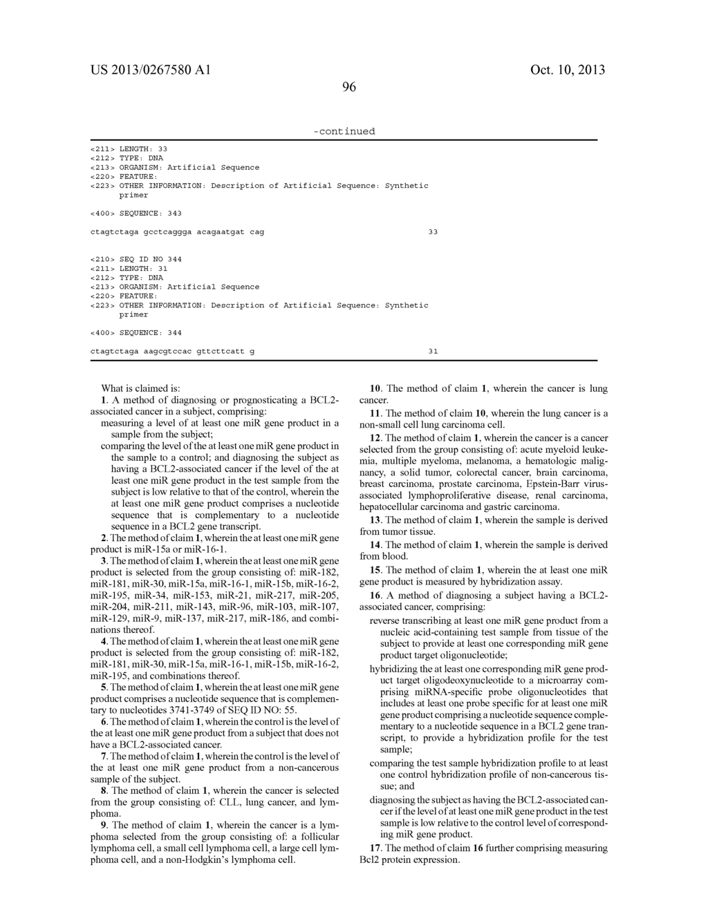 Compositions and Methods for the Diagnosis and Therapy of BCL2-Associated     Cancers - diagram, schematic, and image 103