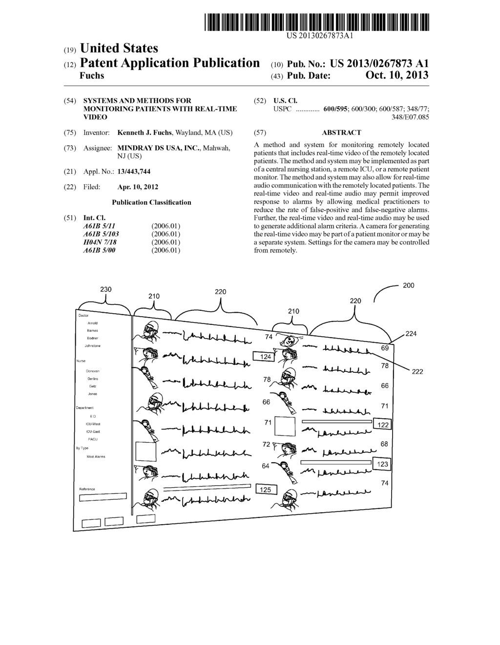 SYSTEMS AND METHODS FOR MONITORING PATIENTS WITH REAL-TIME VIDEO - diagram, schematic, and image 01