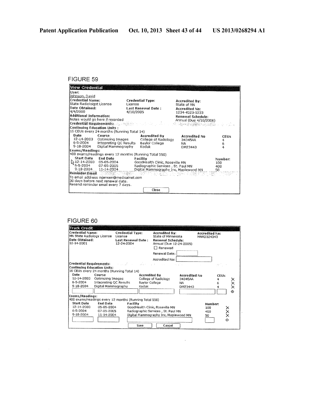 SYSTEM AND METHOD FOR MANAGING MEDICAL IMAGING PROFESSIONAL CERTIFICATIONS - diagram, schematic, and image 44