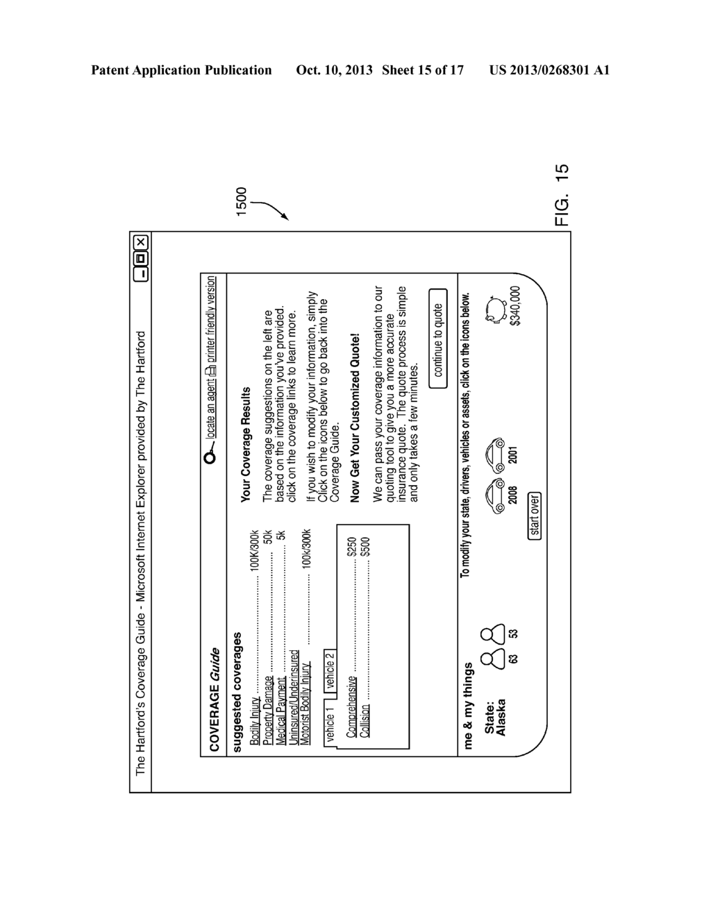 SYSTEM AND METHOD FOR PROVIDING INSURANCE COVERAGE RECOMMENDATIONS - diagram, schematic, and image 16