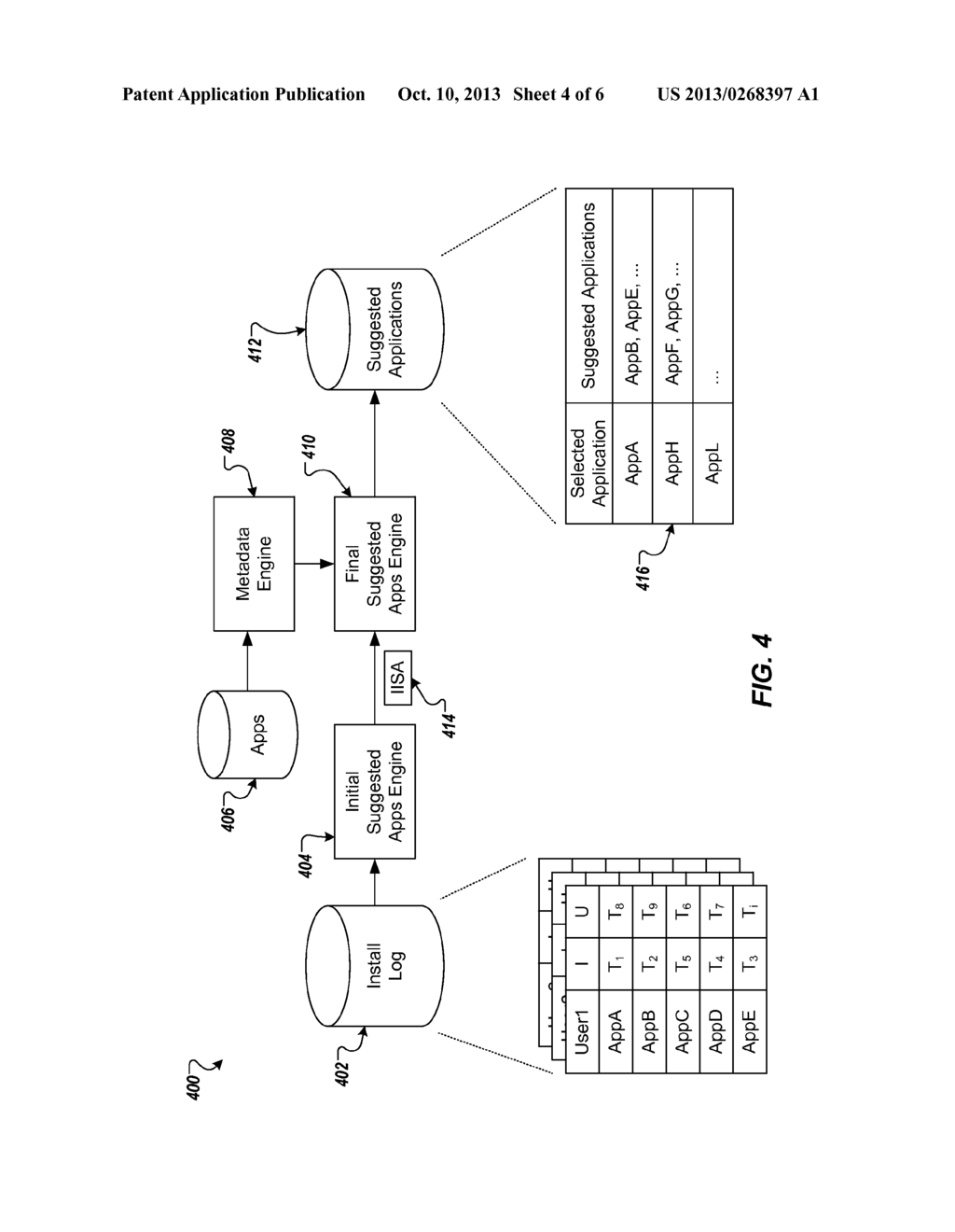 GENERATING APPLICATION RECOMMENDATIONS BASED ON USER INSTALLED     APPLICATIONS - diagram, schematic, and image 05