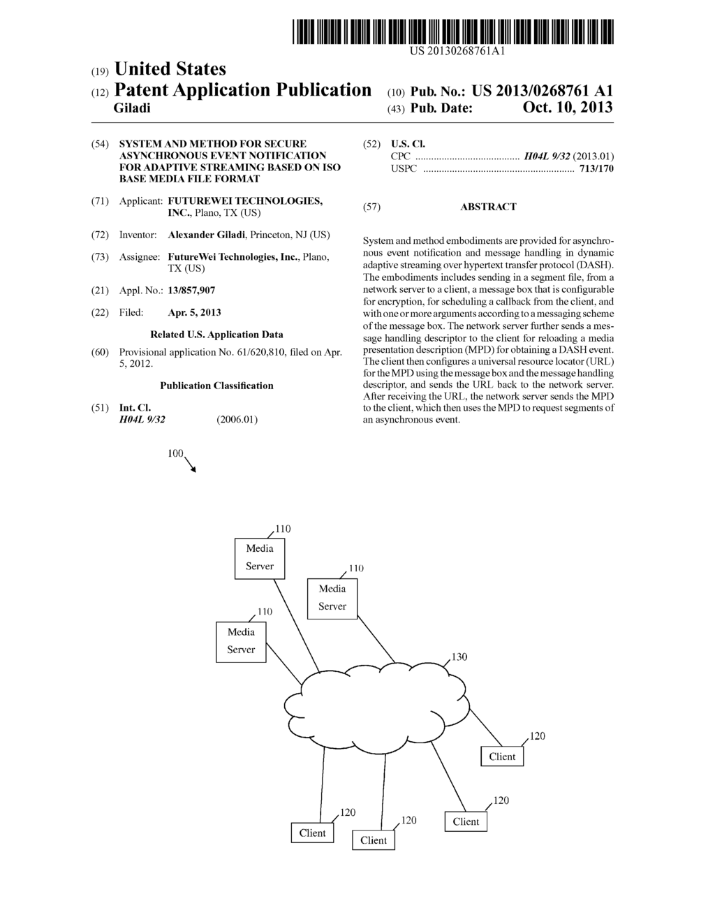 System and Method for Secure Asynchronous Event Notification for Adaptive     Streaming Based on ISO Base Media File Format - diagram, schematic, and image 01