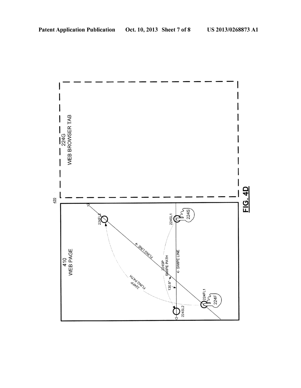 ASSOCIATING CONTENT WITH A GRAPHICAL INTERFACE WINDOW USING A FLING     GESTURE - diagram, schematic, and image 08