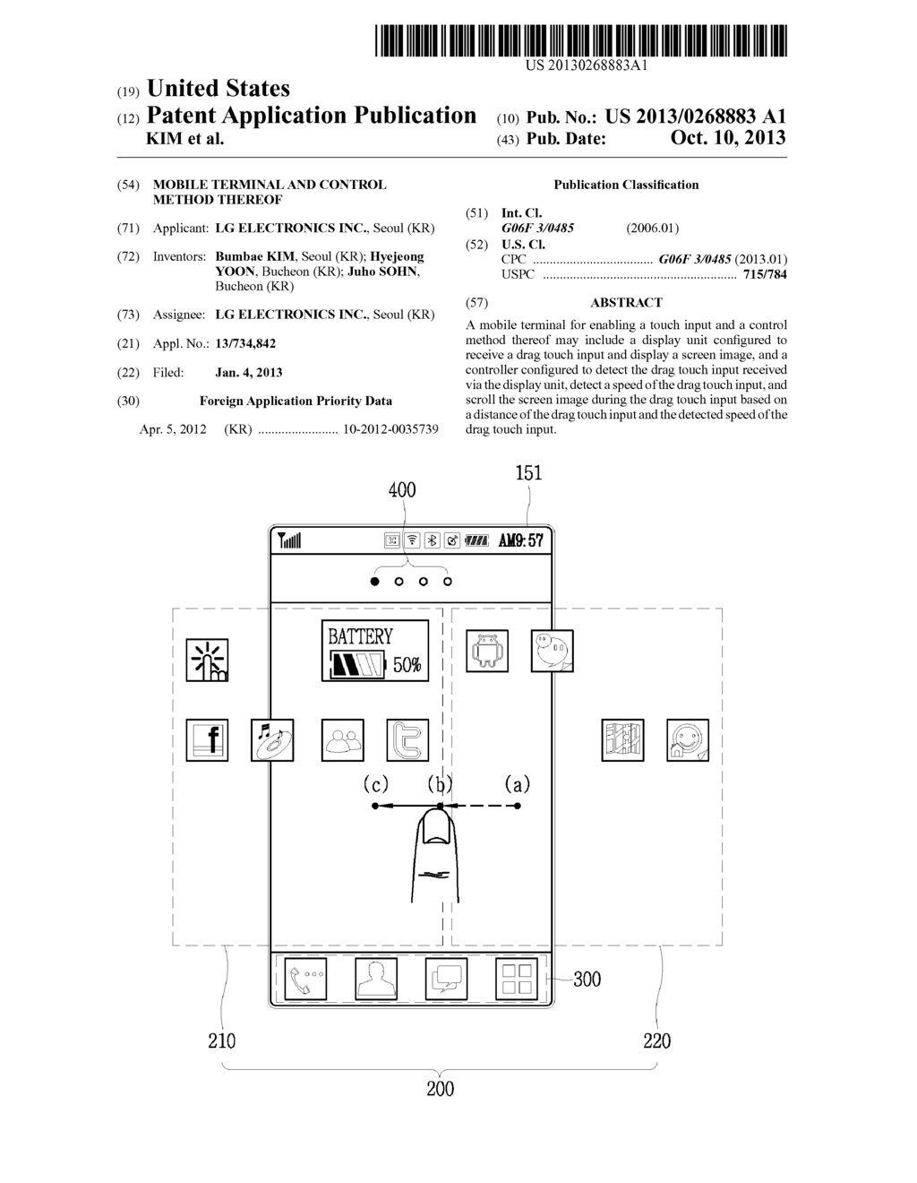 MOBILE TERMINAL AND CONTROL METHOD THEREOF - diagram, schematic, and image 01