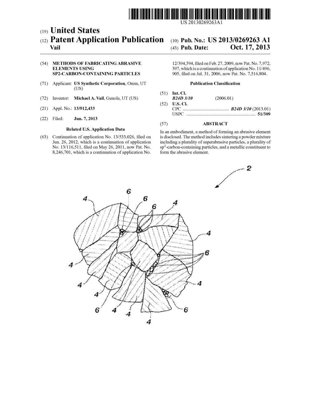 METHODS OF FABRICATING ABRASIVE ELEMENTS USING SP2-CARBON-CONTAINING     PARTICLES - diagram, schematic, and image 01