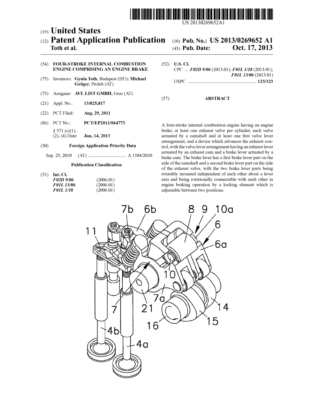 FOUR-STROKE INTERNAL COMBUSTION ENGINE COMPRISING AN ENGINE BRAKE - diagram, schematic, and image 01