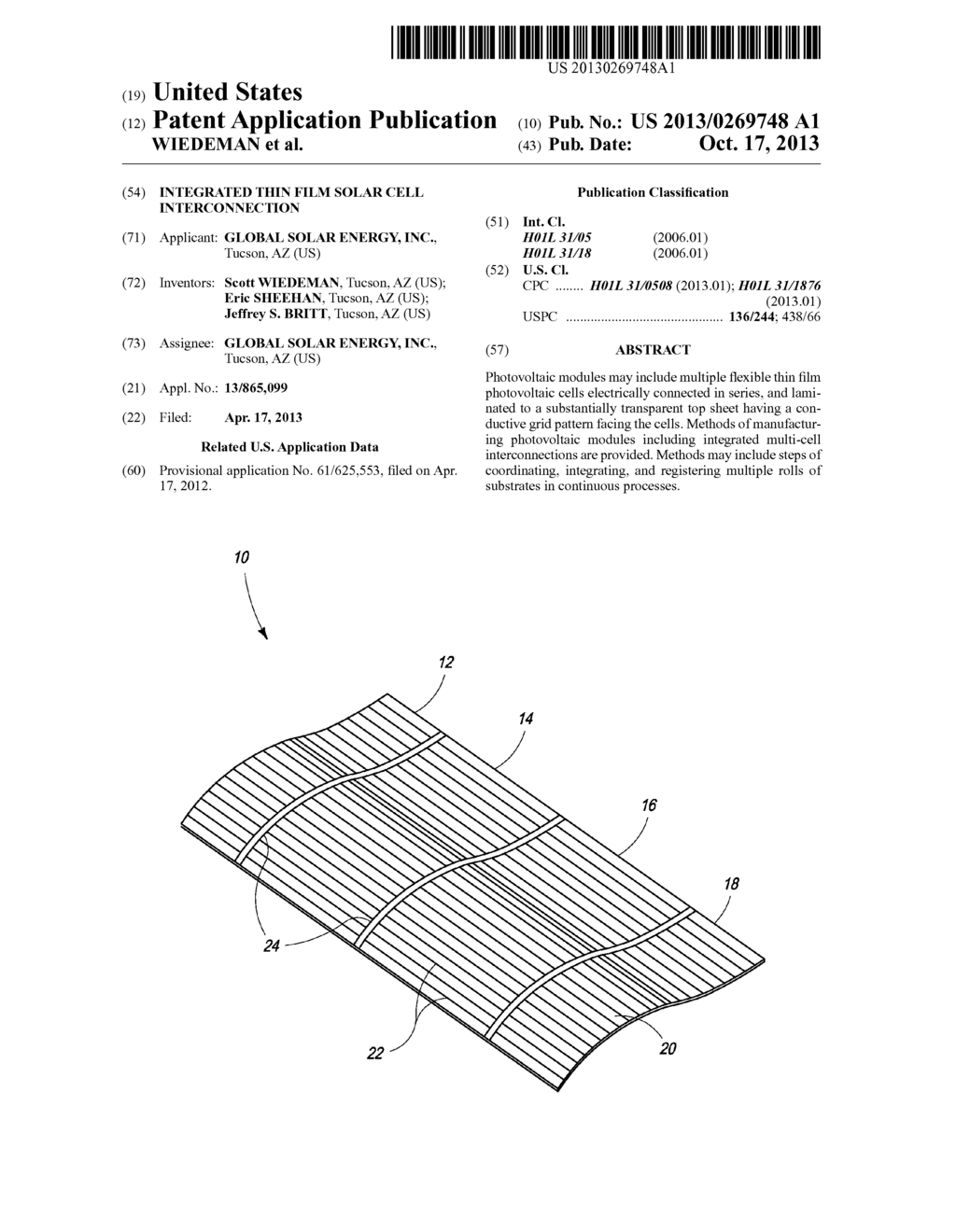 INTEGRATED THIN FILM SOLAR CELL INTERCONNECTION - diagram, schematic, and image 01