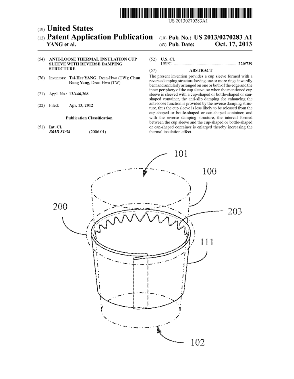 ANTI-LOOSE THERMAL INSULATION CUP SLEEVE WITH REVERSE DAMPING STRUCTURE - diagram, schematic, and image 01