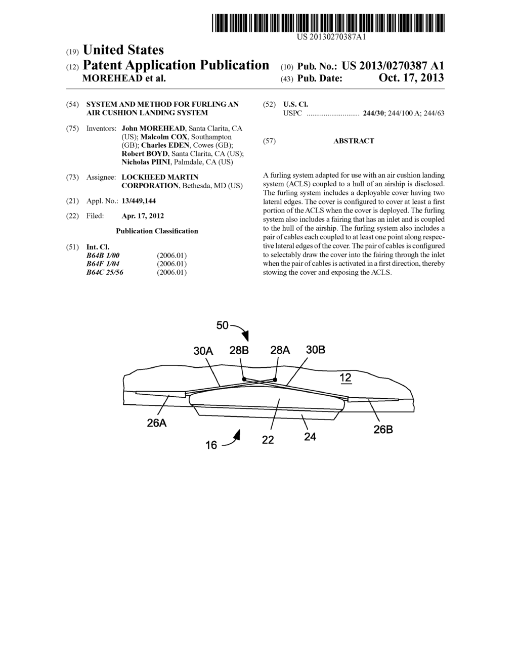 SYSTEM AND METHOD FOR FURLING AN AIR CUSHION LANDING SYSTEM - diagram, schematic, and image 01