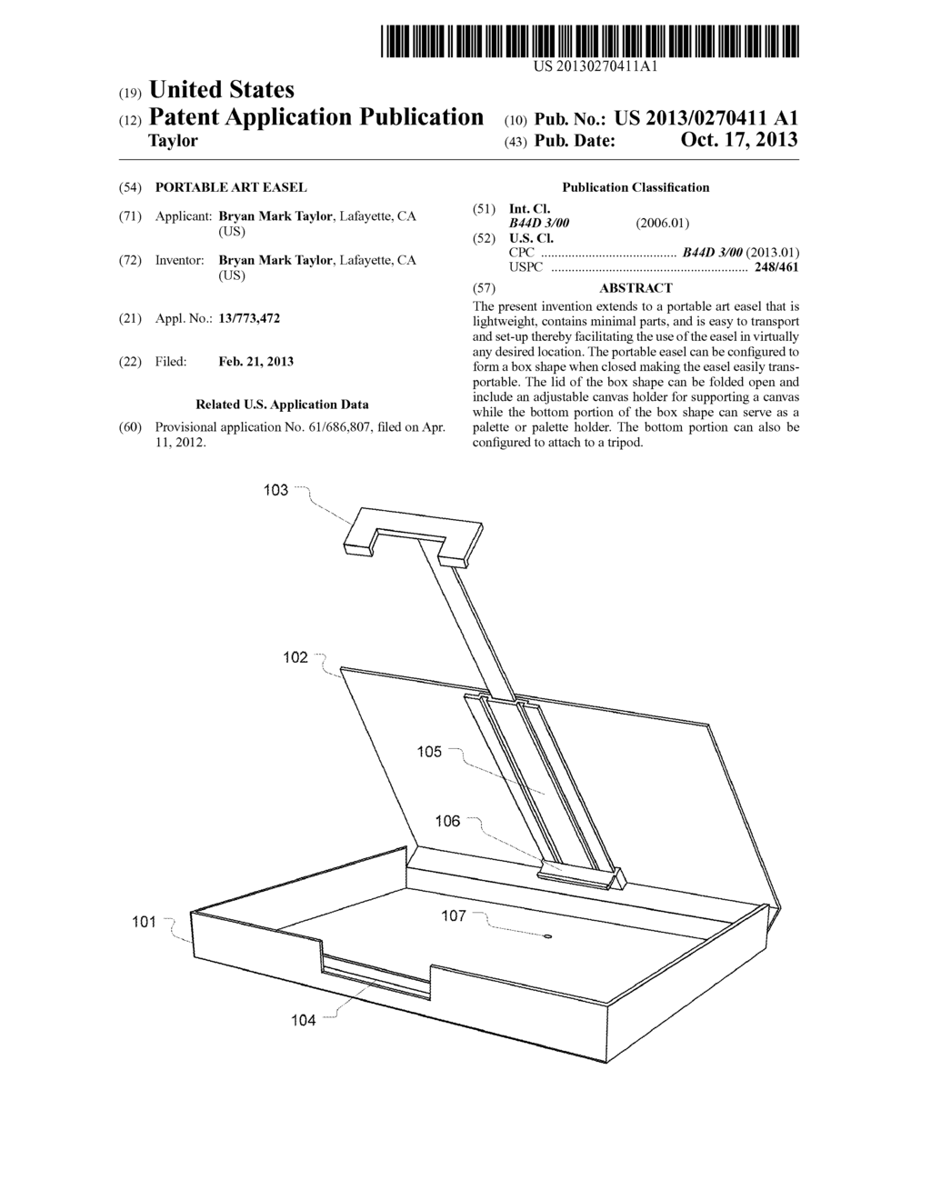 Portable Art Easel - diagram, schematic, and image 01