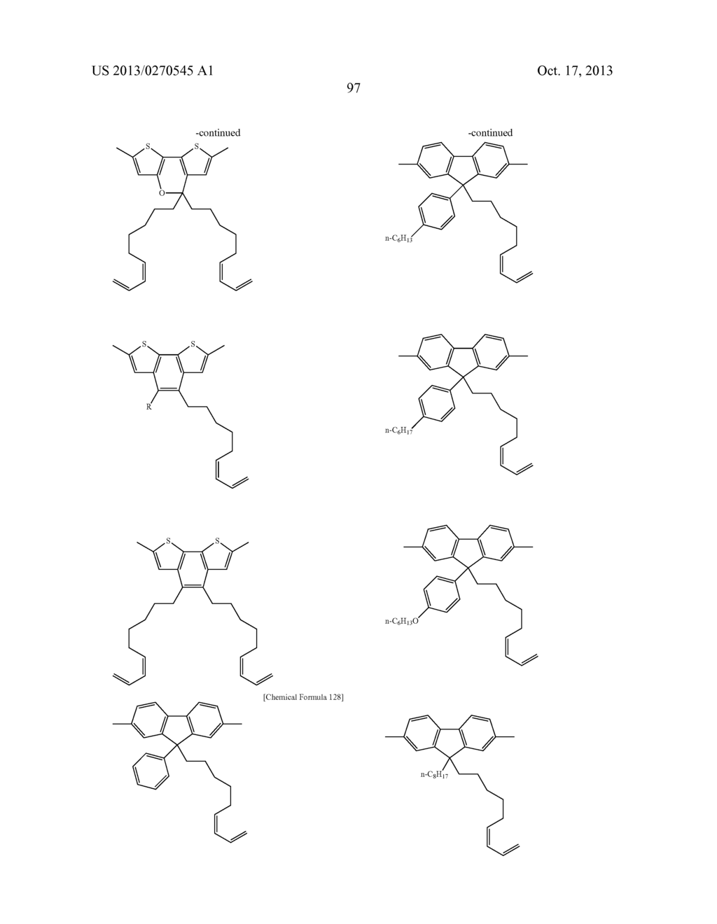 POLYMER COMPOUND HAVING CARBON CLUSTER STRUCTURE AND ORGANIC DEVICE USING     SAME - diagram, schematic, and image 103