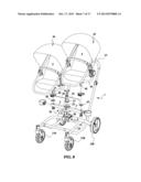 CONVERTIBLE TANDEM STROLLER WITH A DOUBLE SEAT TRANSFER MECHANISM diagram and image