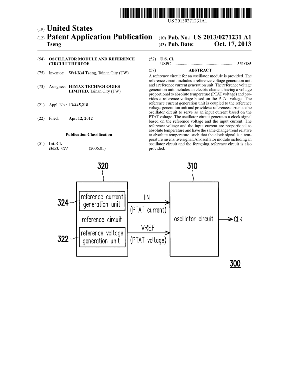 OSCILLATOR MODULE AND REFERENCE CIRCUIT THEREOF - diagram, schematic, and image 01