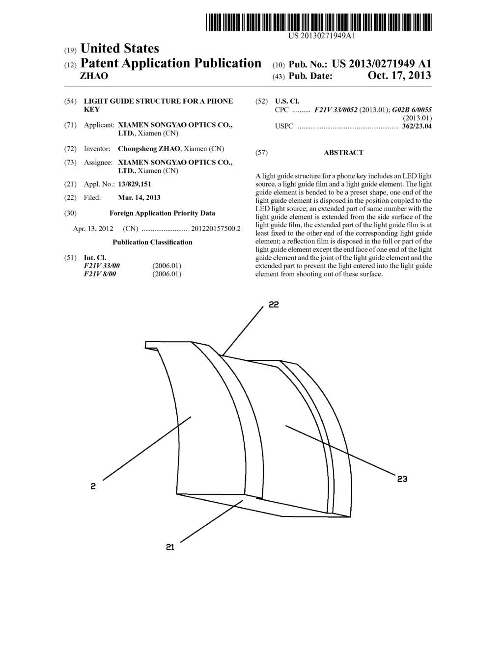 LIGHT GUIDE STRUCTURE FOR A PHONE KEY - diagram, schematic, and image 01