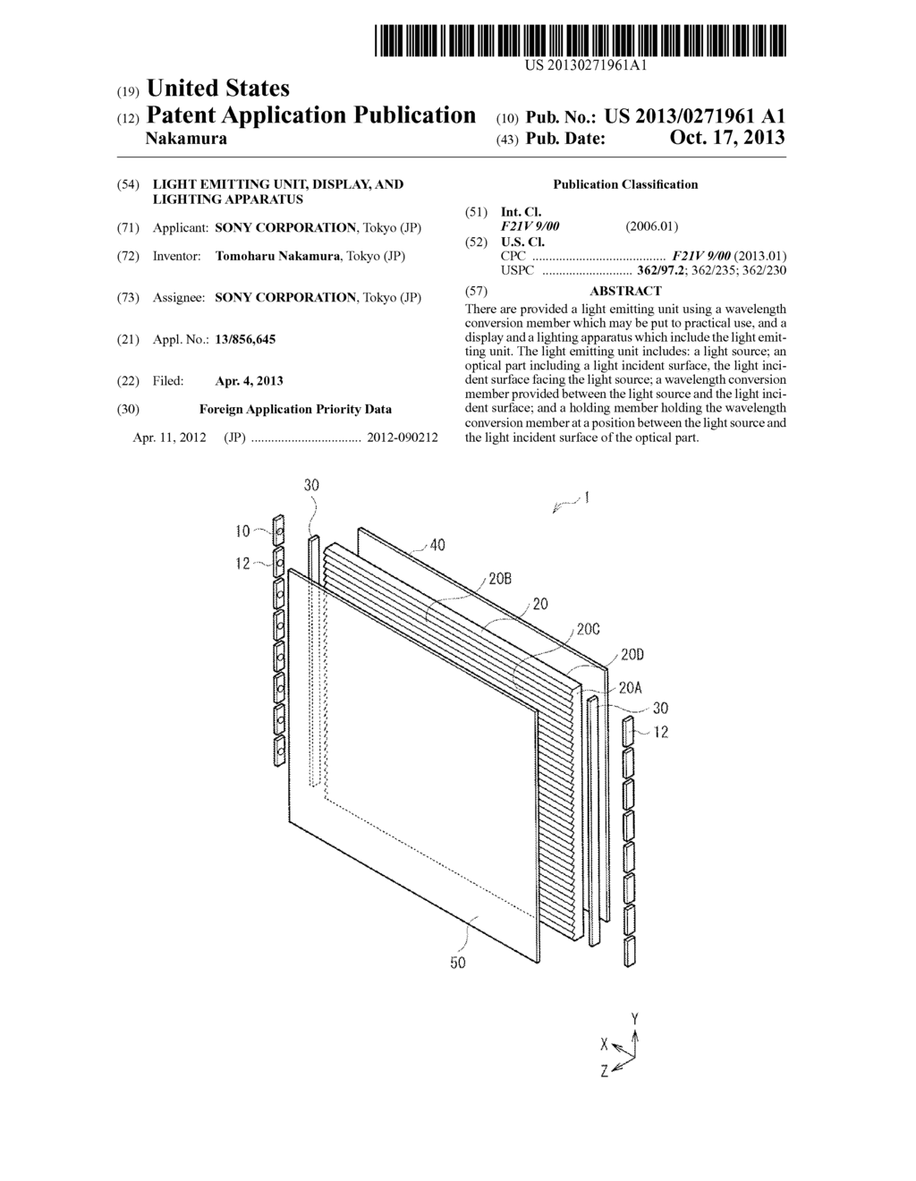 LIGHT EMITTING UNIT, DISPLAY, AND LIGHTING APPARATUS - diagram, schematic, and image 01