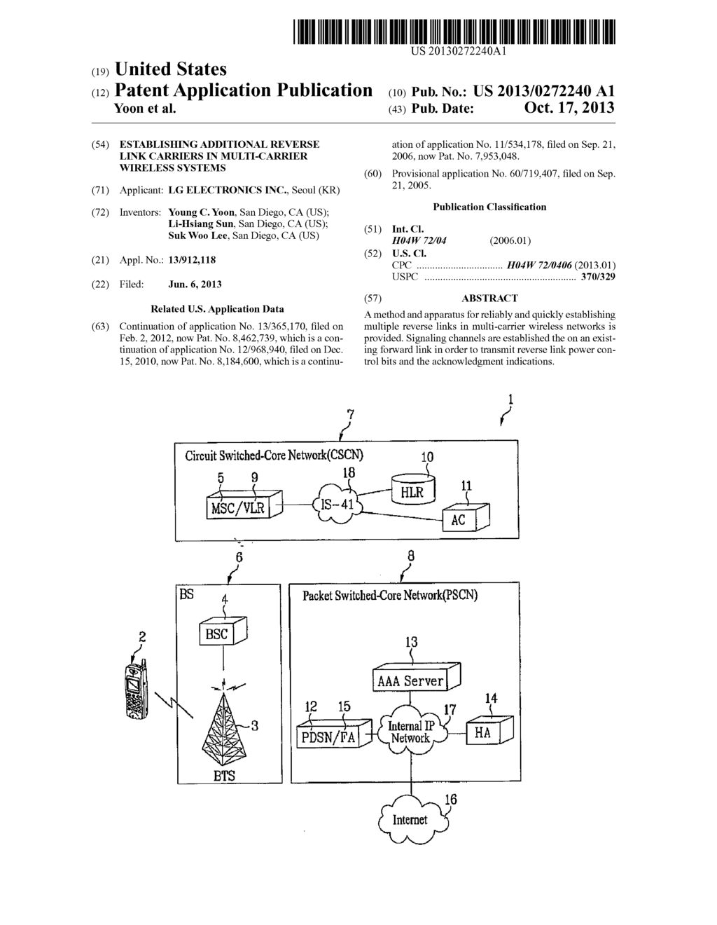 ESTABLISHING ADDITIONAL REVERSE LINK CARRIERS IN MULTI-CARRIER WIRELESS     SYSTEMS - diagram, schematic, and image 01