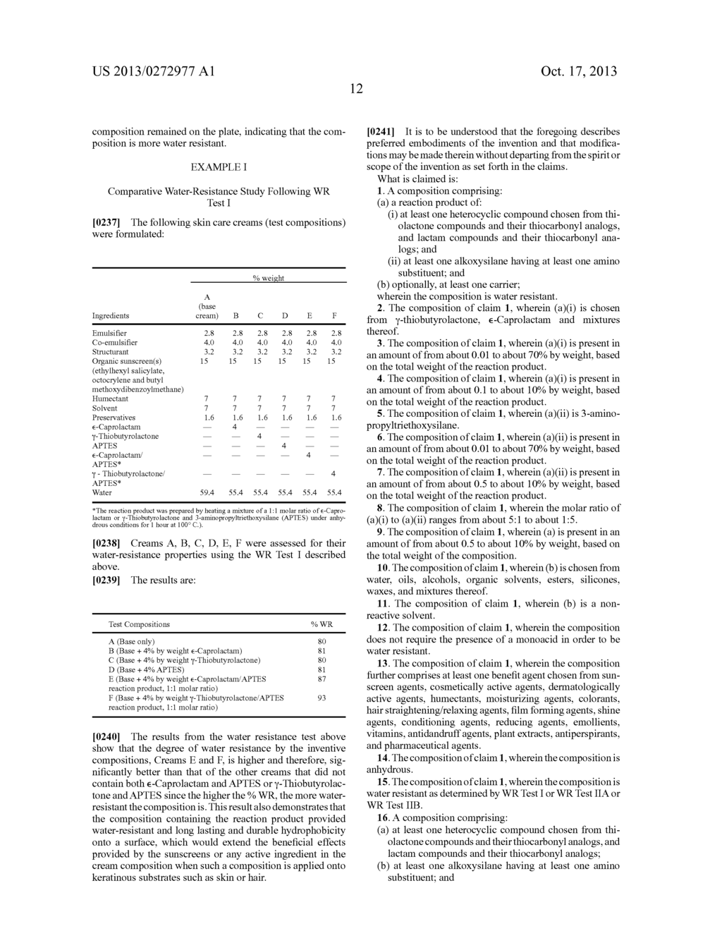 WATER RESISTANT COMPOSITIONS CONTAINING A HETEROCYCLIC COMPOUND AND AN     ALKOXYSILANE - diagram, schematic, and image 13