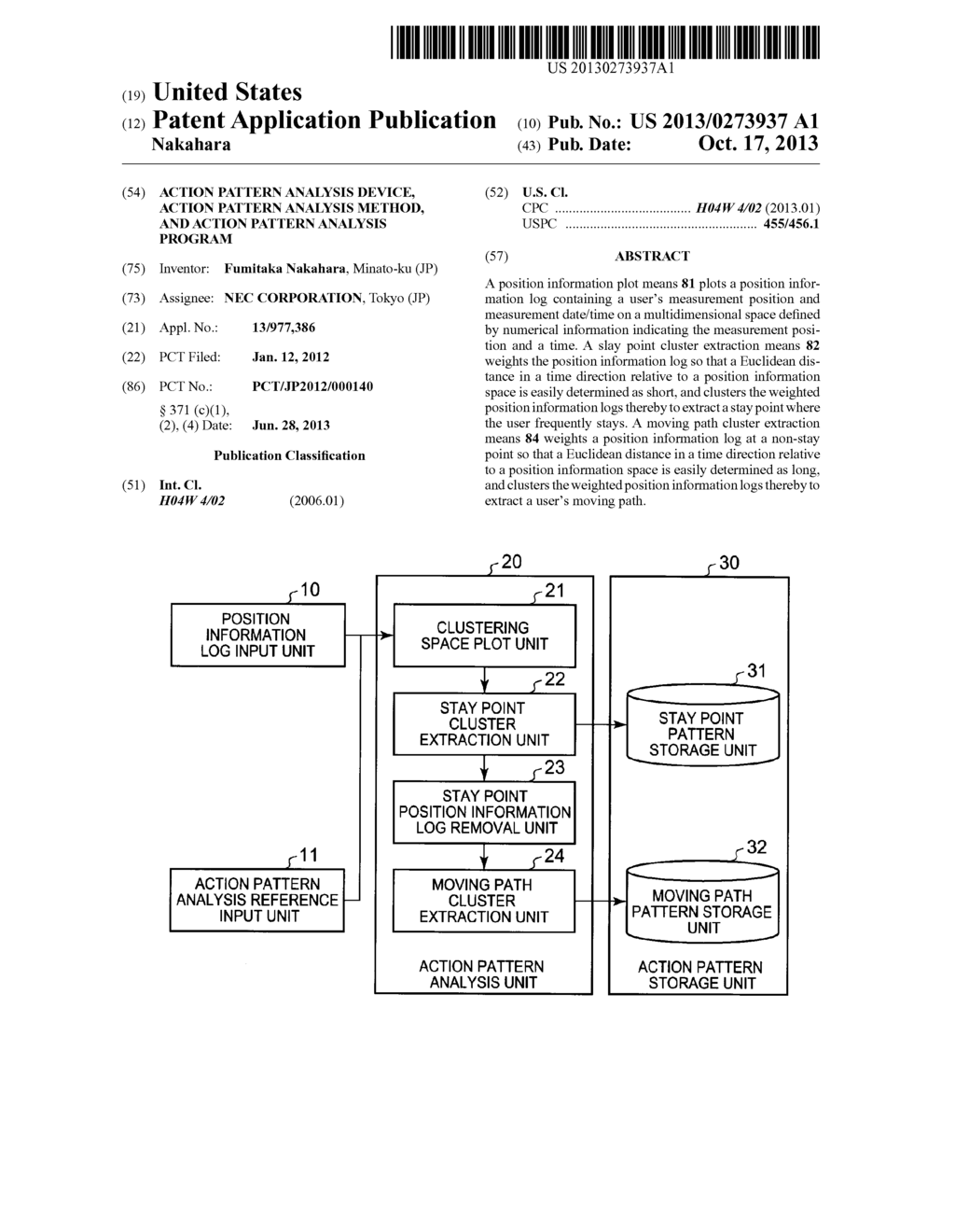 ACTION PATTERN ANALYSIS DEVICE, ACTION PATTERN ANALYSIS METHOD, AND ACTION     PATTERN ANALYSIS PROGRAM - diagram, schematic, and image 01