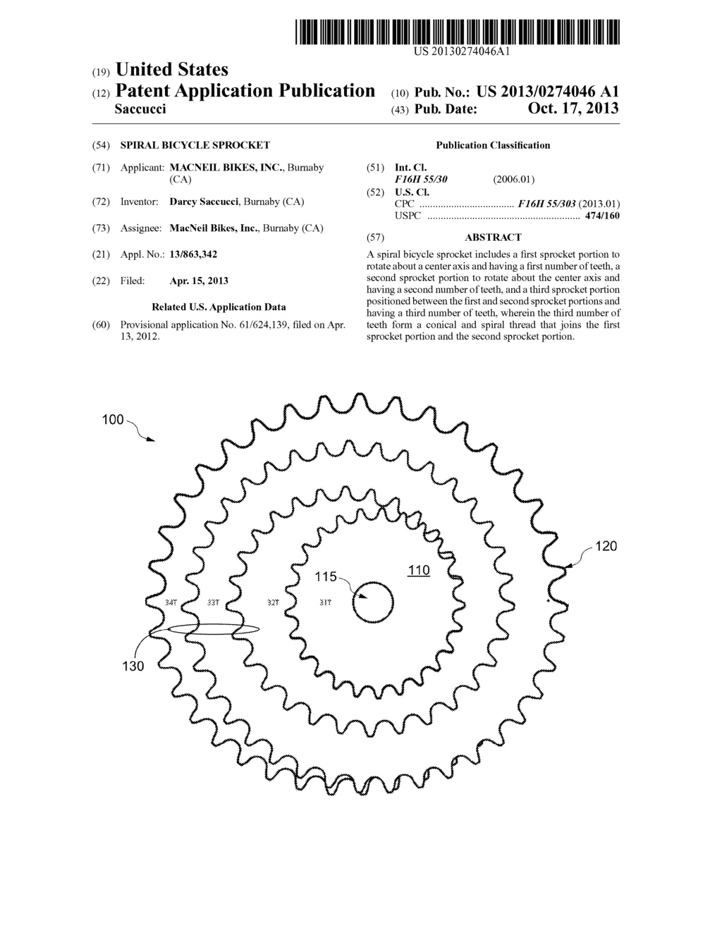 SPIRAL BICYCLE SPROCKET - diagram, schematic, and image 01