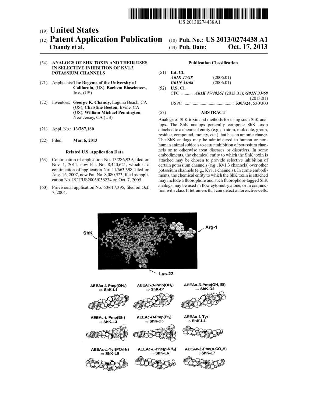 Analogs of ShK Toxin and Their Uses in Selective Inhibition of Kv1.3     Potassium Channels - diagram, schematic, and image 01