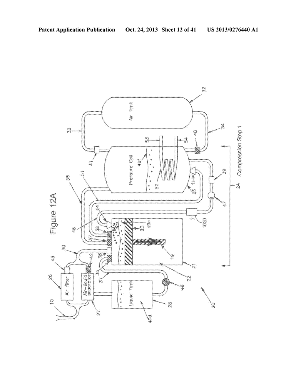 COMPRESSED AIR ENERGY STORAGE SYSTEM UTILIZING TWO-PHASE FLOW TO     FACILITATE HEAT EXCHANGE - diagram, schematic, and image 13