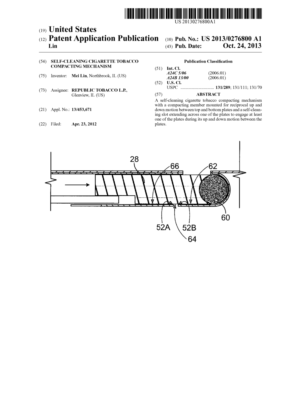 Self-Cleaning Cigarette Tobacco Compacting Mechanism - diagram, schematic, and image 01