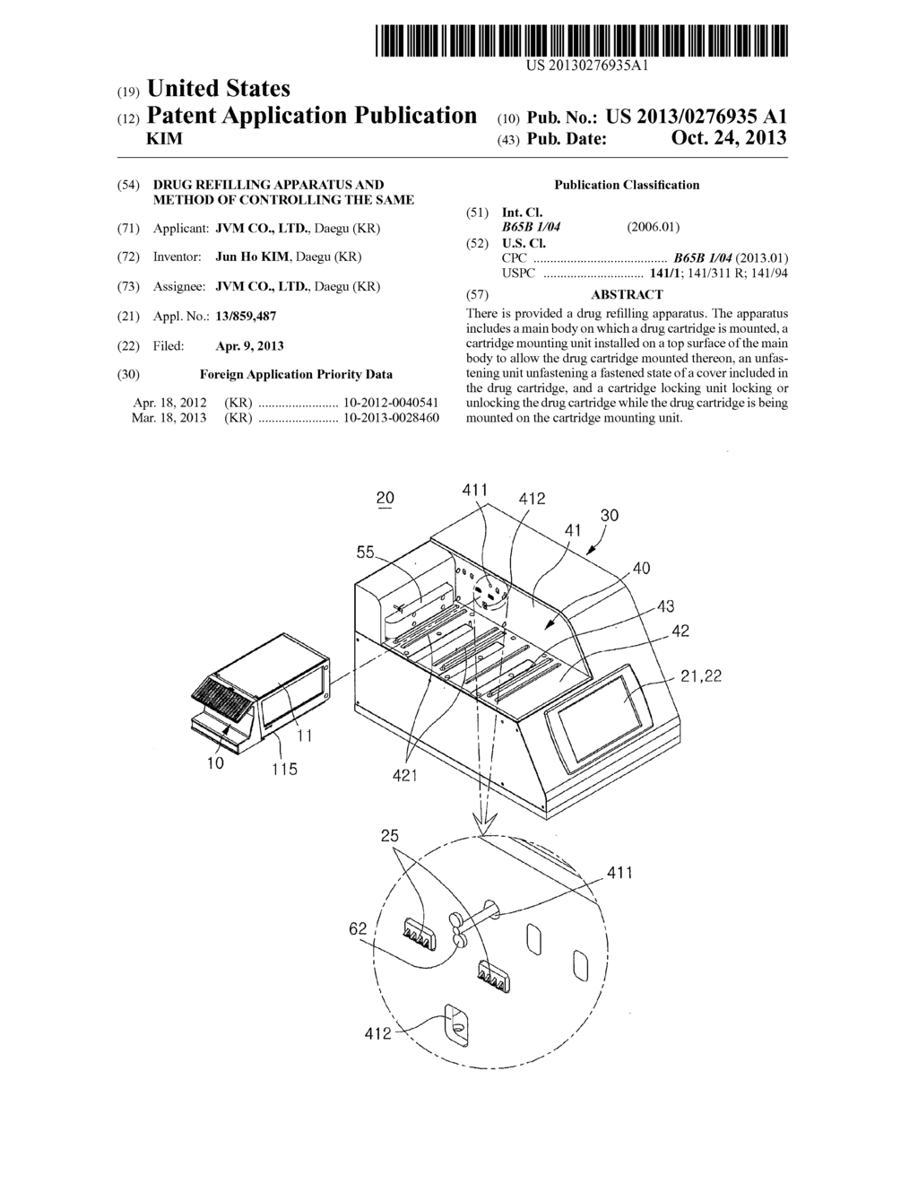 DRUG REFILLING APPARATUS AND METHOD OF CONTROLLING THE SAME - diagram, schematic, and image 01