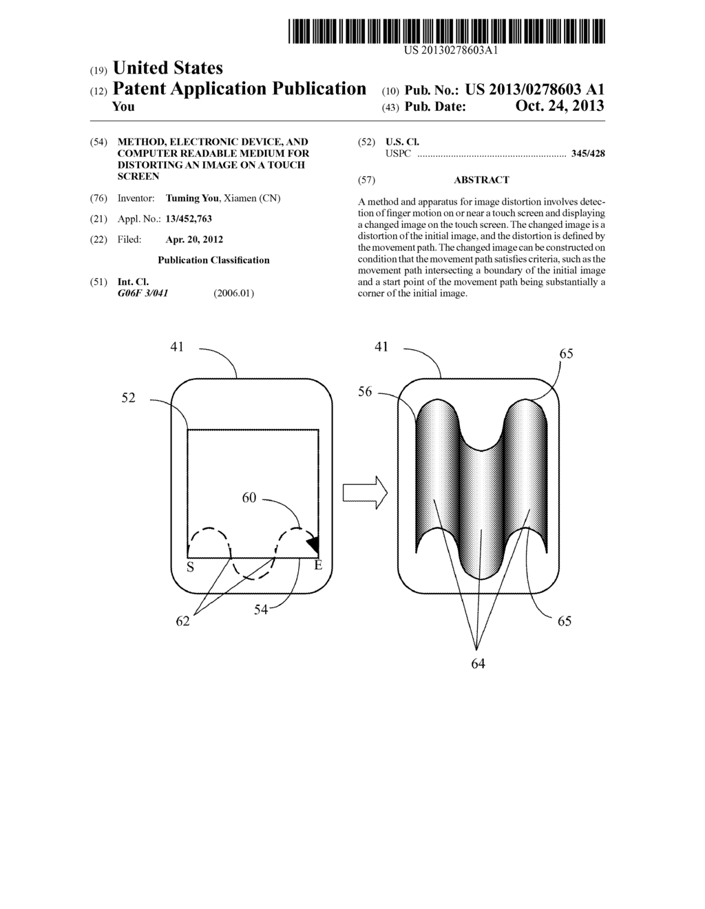 Method, Electronic Device, And Computer Readable Medium For Distorting An     Image On A Touch Screen - diagram, schematic, and image 01