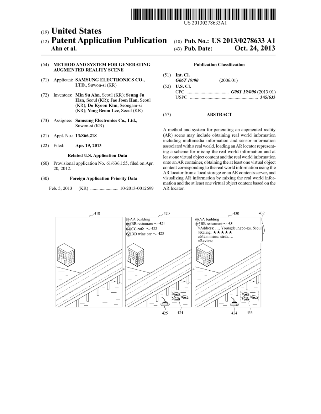 METHOD AND SYSTEM FOR GENERATING AUGMENTED REALITY SCENE - diagram, schematic, and image 01